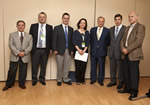 De dcha. a izq. Julio Cortijo, Manuel Posada, Francisco Zaragozá, Mª Teresa Huete, Juan José Gorgojo, Juan Carlos Palma y Jaime Piulats